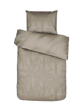 Essenza Palma Bettwäsche Taupe mit Palmblattmuster, Set 135 x 200 cm + 80 x 80 cm