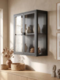 Brisbane Hängeschrank Stahl/Glas, schwarz Hängevitrine Living Nordic