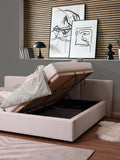 Capri Familienbett in Beige, 240 x 200 cm, mit geöffnetem Bettkasten #Beige
