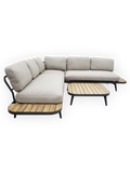 Lounge | Outdoor Ecklounge Hampton mit Tisch, Aluminium, Akazie - natur, grau, anthrazit - von LIVING Collection online kaufen bei LIVINGforme.