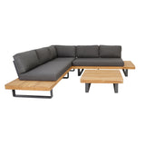 Lounge | Outdoor Ecklounge Bahamas mit Tisch, Akazie - anthrazit, teak - von LIVING Collection online kaufen bei LIVINGforme.