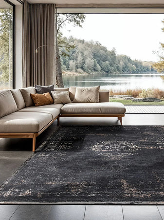 Fading World Medallion Mineral Black Teppich Teppich Louis de Poortere