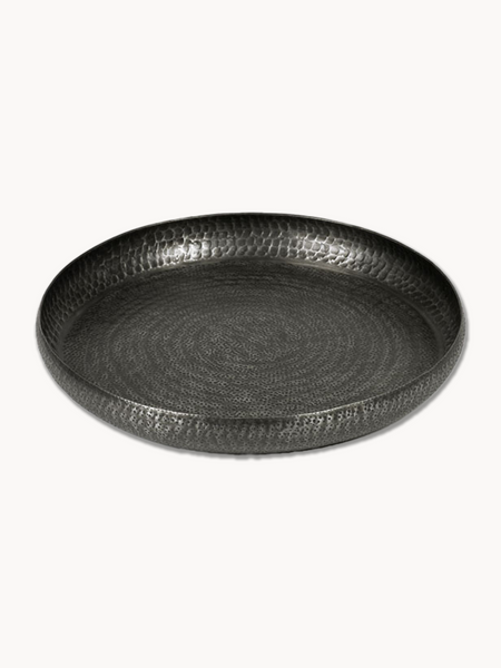 Tablet | Faro Tablett oder Schale aus Aluminium – vernickelt oder graphit patiniert - Ø 52 cm graphit patiniert metallisch von Lambert online kaufen bei LIVINGforme.