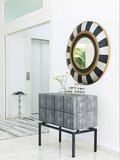 | Nofretete Spiegel – runder Holzrahmen mit Metalleinlegearbeit Ø 92 cm - von Lambert online kaufen bei LIVINGforme.
