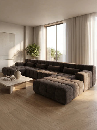 Ecksofa | Temple Sofa | "REC links + Element 105 ohne Armteil + Ecke + Element Armteil rechts" - von designwerk online kaufen bei LIVINGforme.