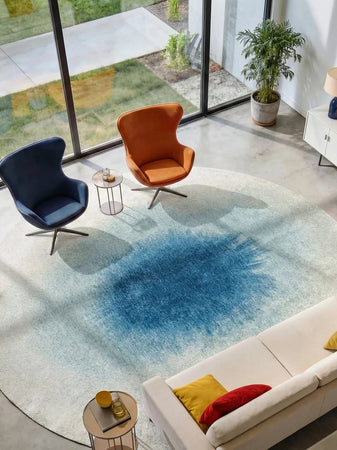 Meditation Drop Dream in Blue Runder Teppich Teppich Louis de Poortere
