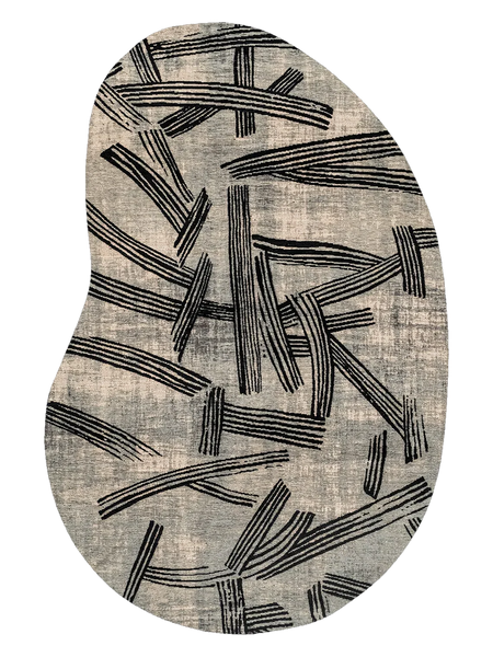 Meditation Kanji Dark Street Organischer Teppich Teppich Louis de Poortere