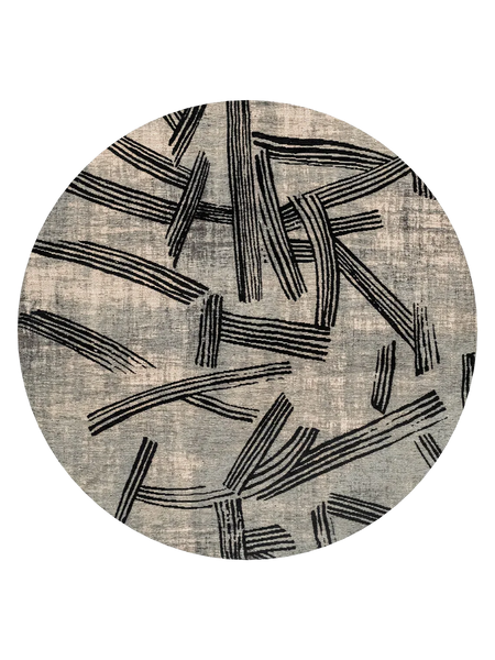 Meditation Kanji Dark Street Runder Teppich Teppich Louis de Poortere