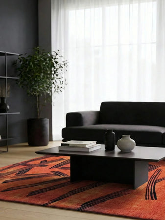 Meditation Kanji Ginger Chocolat Runder Teppich Teppich Louis de Poortere