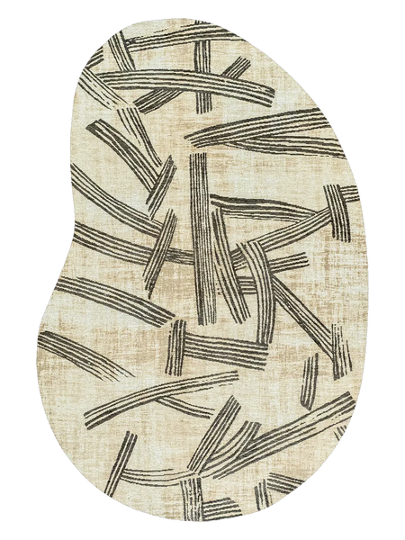 Meditation Kanji Slate Organischer Teppich Teppich Louis de Poortere