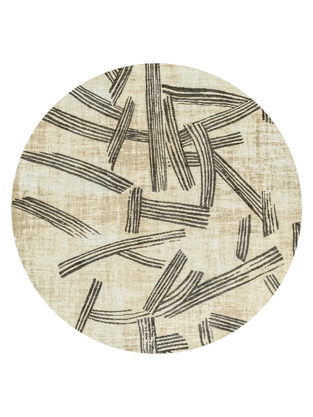 Meditation Kanji Slate Runder Teppich Teppich Louis de Poortere