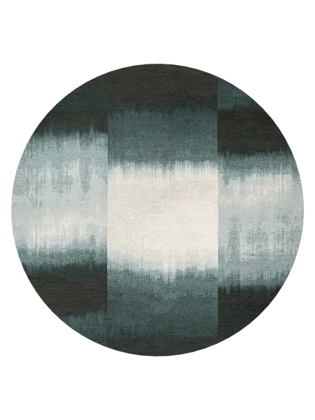 Meditation Sendai Deep Water Runder Teppich Teppich Louis de Poortere
