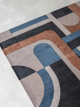 Nuance Module Camel Blue Läufer Teppich Louis de Poortere