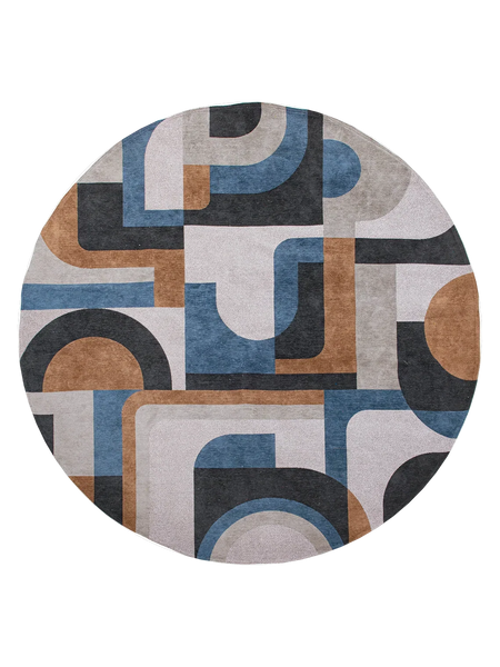 Nuance Module Camel Blue Runder Teppich Teppich Louis de Poortere