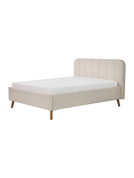 Oslo Polsterbett in Ivory, 140 x 200 cm, schräg von vorne #Ivory