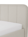Abgerundetes Kopfteil im Detail, Oslo Polsterbett in Ivory #Ivory