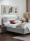 Oslo Polsterbett in Silver, 140 x 200 cm, im Schlafzimmer #Silver