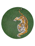 Pop Tiger Green on Fire Runder Teppich Teppich Louis de Poortere