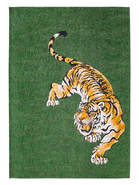 Pop Tiger Green on Fire Teppich Teppich Louis de Poortere