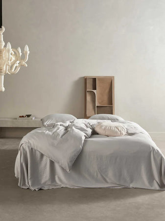 Essenza Minte Mako-Satin-Bettwäsche Grau (Grey), Set 200 x 200 cm + 2x 80 x 80 cm