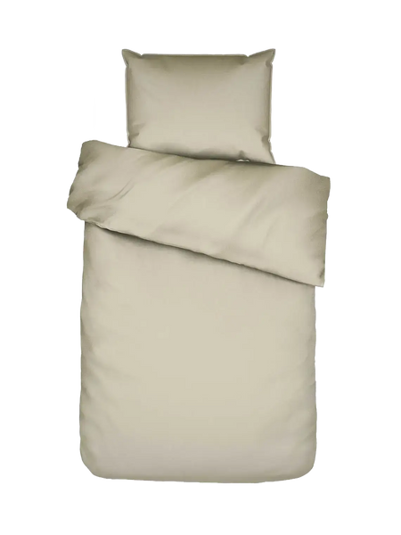 Essenza Minte Mako-Satin-Bettwäsche Haferbeige (Oatmeal), Set 135 x 200 cm + 80 x 80 cm