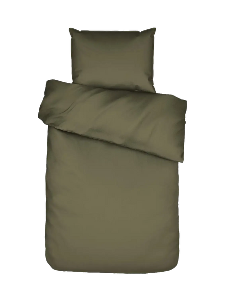 Essenza Minte Mako-Satin-Bettwäsche Moosgrün (Moss), Set 135 x 200 cm + 80 x 80 cm
