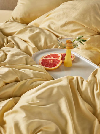 Essenza Minte Bettwäsche Strohgelb (Yellow straw), Mako-Satin 300 TC – Ansicht 5