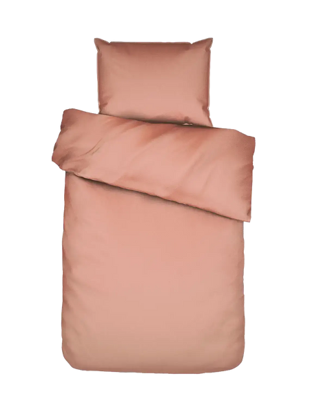 Essenza Minte Mako-Satin-Bettwäsche Apricot (Bright terra), Set 135 x 200 cm + 80 x 80 cm