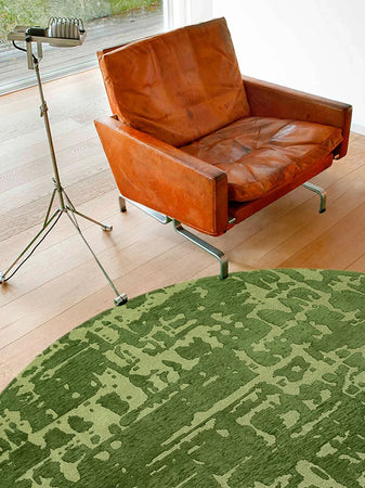 Structures Baobab Perrier's Green Runder Teppich Teppich Louis de Poortere