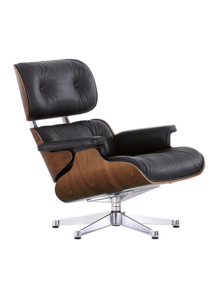 Sessel | Sessel | Lounge Chair - Walnuss dunkel pigmentiert mit Sternfuß verchromt - von Vitra online kaufen bei LIVINGforme.
