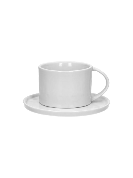 Tasse | POMAX Porcelino White Tasse mit Untertasse - von POMAX online kaufen bei LIVINGforme.
