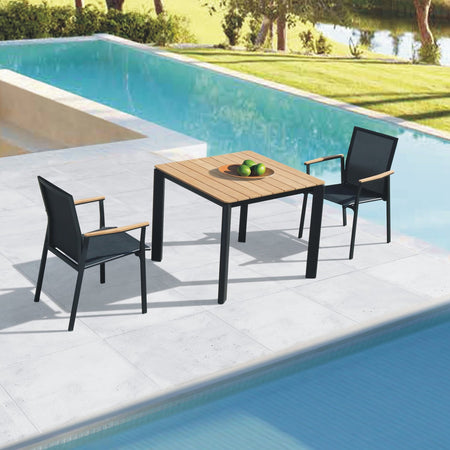 Gartenstuhl | Gartenstuhl Atlantik, Aluminium - schwarz, teak, natur -  von LIVING online kaufen bei LIVINGforme.