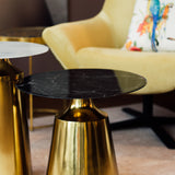 Beistelltische | Beistelltisch Black Marble, Stein, Metall - gold, schwarzer Marmor -  von LIVING online kaufen bei LIVINGforme.