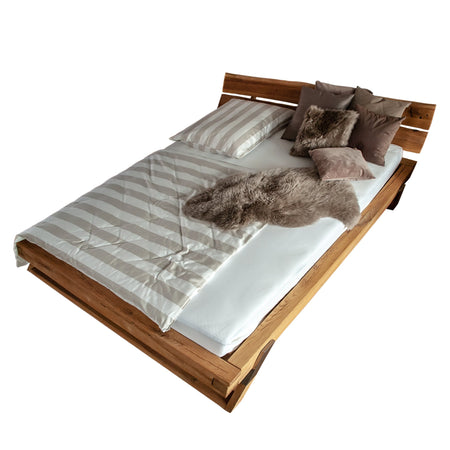 Betten | Doppelbett Eiche Rustik, Eiche Massivholz - natur geölt, 180cm -  von LIVING online kaufen bei LIVINGforme.