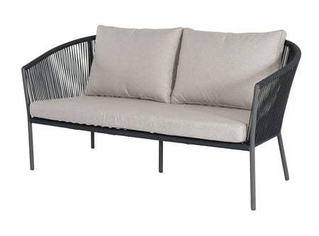 Outdoor Loungeset | Outdoor Loungeset Stripe, Seilgeflecht, Alu - anthrazit, natur (4-teilig) -  von LIVING online kaufen bei LIVINGforme.