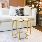 Beistelltische | Beistelltisch Marble Gold Bloom, Metall - gold, Blumenform, Marmor -  von LIVING online kaufen bei LIVINGforme.
