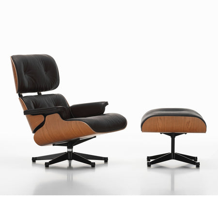 Sessel | Sessel | Lounge Chair - Amerikanischer Kirschbaum mit Sternfuß poliert - Seiten schwarz - Leder 66 Nero von Vitra online kaufen bei LIVINGforme.
