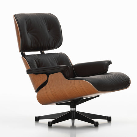 Sessel | Sessel | Lounge Chair - Amerikanischer Kirschbaum mit Sternfuß poliert - Seiten schwarz - Leder 66 Nero von Vitra online kaufen bei LIVINGforme.