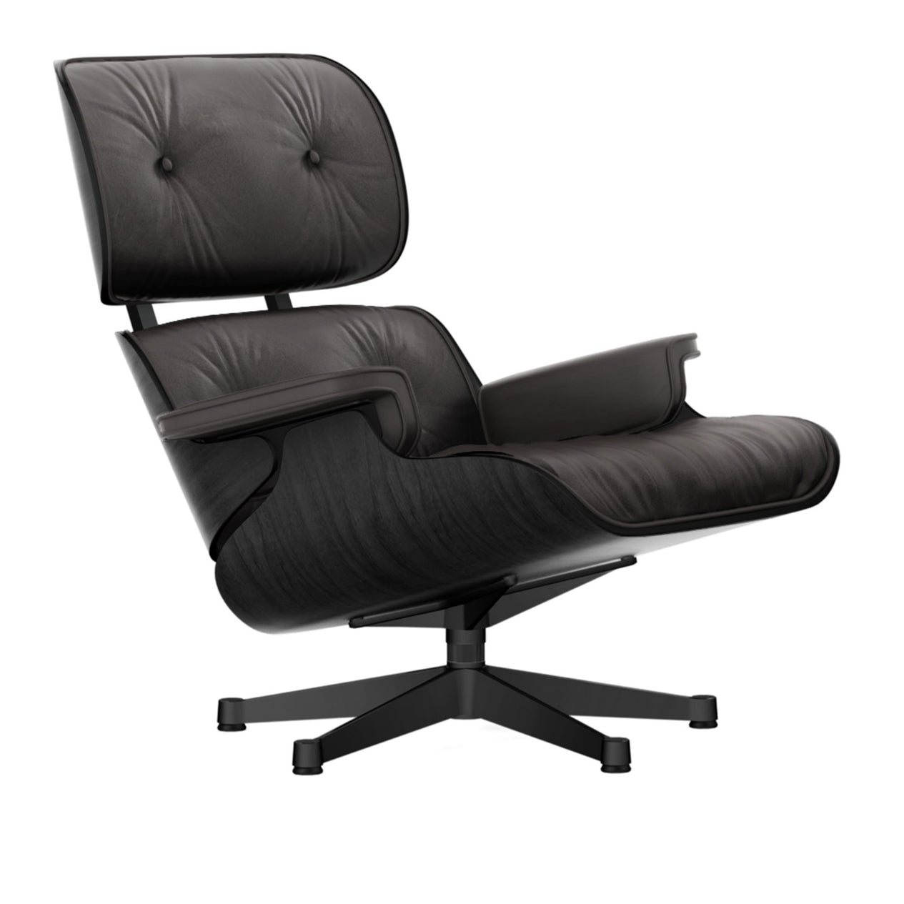 Sessel | Sessel | Lounge Chair - Esche schwarz mit Sternfuß schwarz beschichtet - Leder 68 Chocolate von Vitra online kaufen bei LIVINGforme.