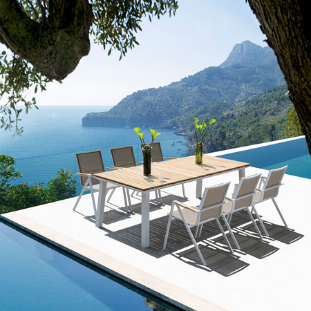 Gartentisch | Gartentisch Atlantik, rechteckig, Teak - weiß, 220cm -  von LIVING online kaufen bei LIVINGforme.