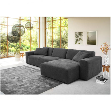 Ecksofa | Ecksofa | "Edmonton" in Leder Brandmark - Anthrazit - Rechts von LIVING online kaufen bei LIVINGforme.