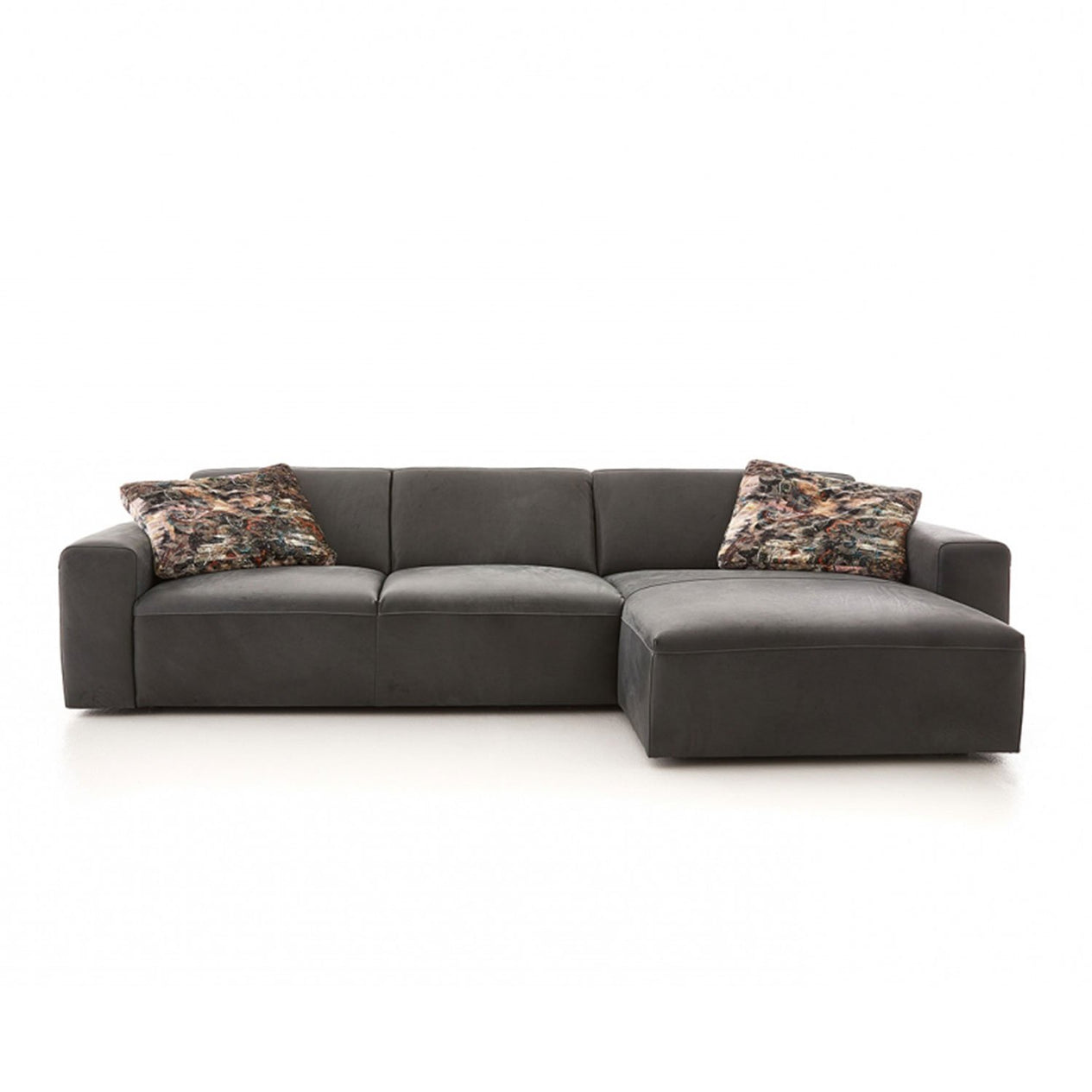 Ecksofa | Ecksofa | "Edmonton" in Leder Brandmark - Anthrazit - Rechts von LIVING online kaufen bei LIVINGforme.