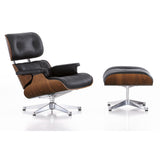 Sessel | Sessel | Lounge Chair - Walnuss dunkel pigmentiert mit Sternfuß verchromt - Leder 66 Nero von Vitra online kaufen bei LIVINGforme.