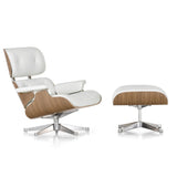 Sessel | Sessel | Lounge Chair – Nussbaum weiß pigmentiert mit Sternfuß verchromt - Leder Snow von Vitra online kaufen bei LIVINGforme.